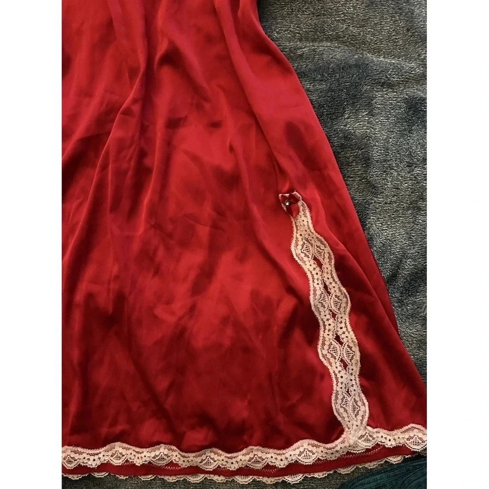 Vintage Y2K Lace Slip Dress Red White Women's Large Shift‎ Romantic Holiday Sexy - Picture 2 of 7